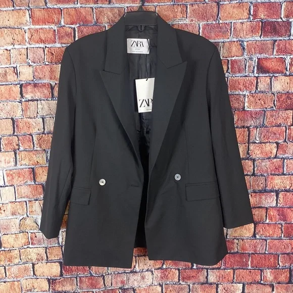 【新品未使用タグ付き】ZARA OVERSIZE BLAZER NEW ZARA WOMAN'S GREY MARL OVERSIZE BLAZER SIZE L 2753/132
